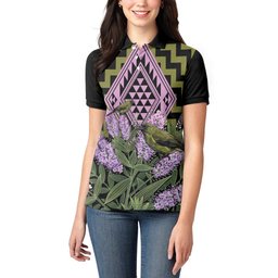 Rongoa Maori New Zealand Koromiko Women Polo Shirt NZ Hebe Korimako Bellbird Poutama