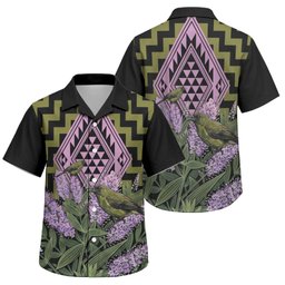 Rongoa Maori New Zealand Koromiko Family Matching Summer Maxi Dress and Hawaiian Shirt NZ Hebe Korimako Bellbird Poutama