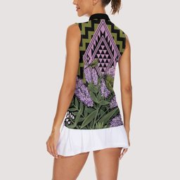 Rongoa Maori New Zealand Koromiko Women Sleeveless Polo Shirt NZ Hebe Korimako Bellbird Poutama