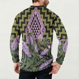 Rongoa Maori New Zealand Koromiko Button Sweatshirt NZ Hebe Korimako Bellbird Poutama