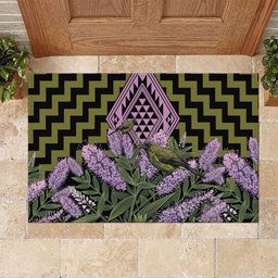 Rongoa Maori New Zealand Koromiko Rubber Doormat NZ Hebe Korimako Bellbird Poutama