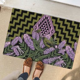 Rongoa Maori New Zealand Koromiko Rubber Doormat NZ Hebe Korimako Bellbird Poutama