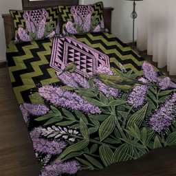 Rongoa Maori New Zealand Koromiko Quilt Bed Set NZ Hebe Korimako Bellbird Poutama