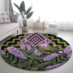 Rongoa Maori New Zealand Koromiko Round Carpet NZ Hebe Korimako Bellbird Poutama