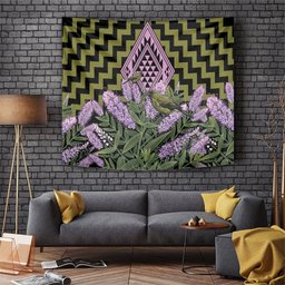 Rongoa Maori New Zealand Koromiko Tapestry NZ Hebe Korimako Bellbird Poutama