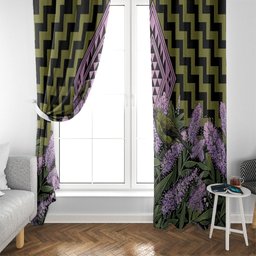Rongoa Maori New Zealand Koromiko Window Curtain NZ Hebe Korimako Bellbird Poutama