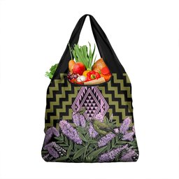 Rongoa Maori New Zealand Koromiko Grocery Bag NZ Hebe Korimako Bellbird Poutama