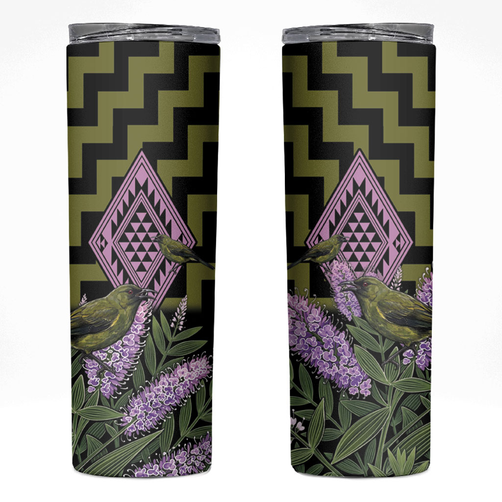 Rongoa Maori New Zealand Koromiko Skinny Tumbler NZ Hebe Korimako Bellbird Poutama
