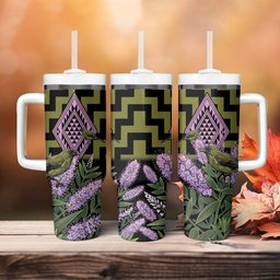 Rongoa Maori New Zealand Koromiko Tumbler With Handle NZ Hebe Korimako Bellbird Poutama