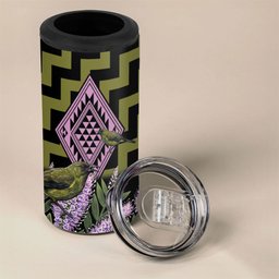 Rongoa Maori New Zealand Koromiko 4 in 1 Can Cooler Tumbler NZ Hebe Korimako Bellbird Poutama