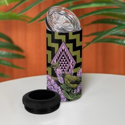Rongoa Maori New Zealand Koromiko 4 in 1 Can Cooler Tumbler NZ Hebe Korimako Bellbird Poutama