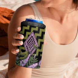 Rongoa Maori New Zealand Koromiko 4 in 1 Can Cooler Tumbler NZ Hebe Korimako Bellbird Poutama