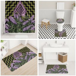 Rongoa Maori New Zealand Koromiko Bathroom Set NZ Hebe Korimako Bellbird Poutama