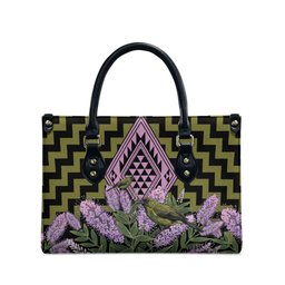 Rongoa Maori New Zealand Koromiko Leather Bag NZ Hebe Korimako Bellbird Poutama