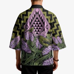 Rongoa Maori New Zealand Koromiko Kimono NZ Hebe Korimako Bellbird Poutama