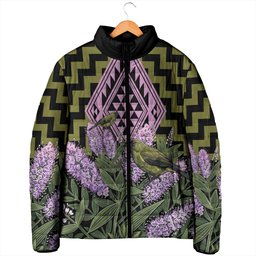 Rongoa Maori New Zealand Koromiko Padded Jacket NZ Hebe Korimako Bellbird Poutama