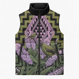 Rongoa Maori New Zealand Koromiko Sleeveless Puffer Jacket NZ Hebe Korimako Bellbird Poutama