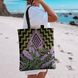 Rongoa Maori New Zealand Koromiko Tote Bag NZ Hebe Korimako Bellbird Poutama