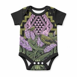 Rongoa Maori New Zealand Koromiko Baby Onesie NZ Hebe Korimako Bellbird Poutama