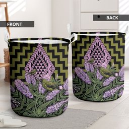 Rongoa Maori New Zealand Koromiko Laundry Basket NZ Hebe Korimako Bellbird Poutama