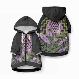 Rongoa Maori New Zealand Koromiko Pet Hoodie NZ Hebe Korimako Bellbird Poutama