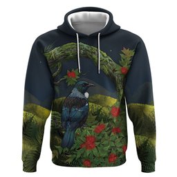Rongoa Maori New Zealand Rata Zip Hoodie NZ Tui Bird Forest Vibes