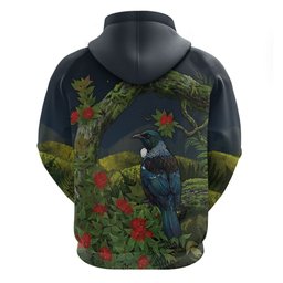 Rongoa Maori New Zealand Rata Hoodie NZ Tui Bird Forest Vibes