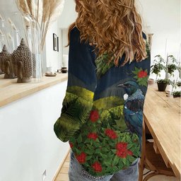Rongoa Maori New Zealand Rata Women Casual Shirt NZ Tui Bird Forest Vibes