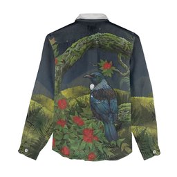 Rongoa Maori New Zealand Rata Women Casual Shirt NZ Tui Bird Forest Vibes