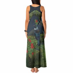 Rongoa Maori New Zealand Rata Tank Maxi Dress NZ Tui Bird Forest Vibes