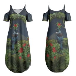Rongoa Maori New Zealand Rata Family Matching Summer Maxi Dress and Hawaiian Shirt NZ Tui Bird Forest Vibes
