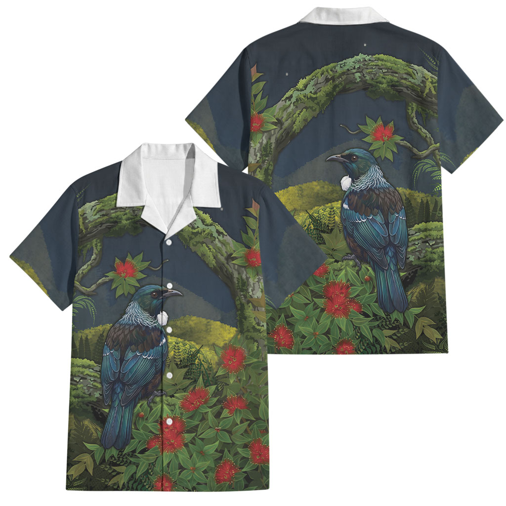 Rongoa Maori New Zealand Rata Family Matching Summer Maxi Dress and Hawaiian Shirt NZ Tui Bird Forest Vibes