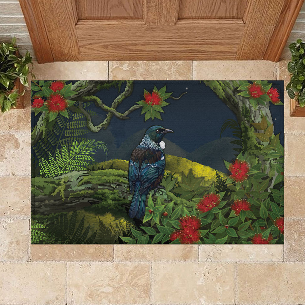 Rongoa Maori New Zealand Rata Rubber Doormat NZ Tui Bird Forest Vibes