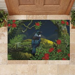 Rongoa Maori New Zealand Rata Rubber Doormat NZ Tui Bird Forest Vibes