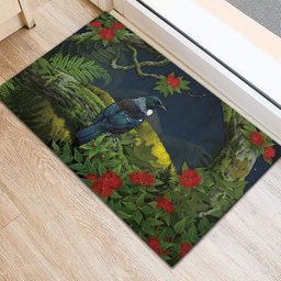 Rongoa Maori New Zealand Rata Rubber Doormat NZ Tui Bird Forest Vibes