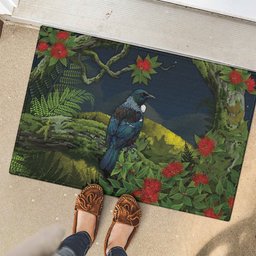 Rongoa Maori New Zealand Rata Rubber Doormat NZ Tui Bird Forest Vibes