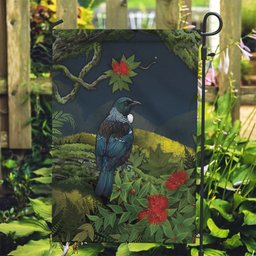 Rongoa Maori New Zealand Rata Garden Flag NZ Tui Bird Forest Vibes