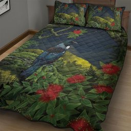 Rongoa Maori New Zealand Rata Quilt Bed Set NZ Tui Bird Forest Vibes