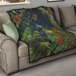 Rongoa Maori New Zealand Rata Quilt NZ Tui Bird Forest Vibes