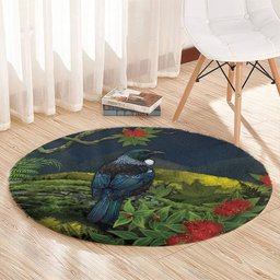 Rongoa Maori New Zealand Rata Round Carpet NZ Tui Bird Forest Vibes
