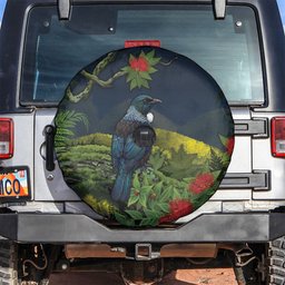 Rongoa Maori New Zealand Rata Spare Tire Cover NZ Tui Bird Forest Vibes