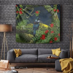Rongoa Maori New Zealand Rata Tapestry NZ Tui Bird Forest Vibes