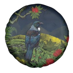 Rongoa Maori New Zealand Rata Spare Tire Cover NZ Tui Bird Forest Vibes