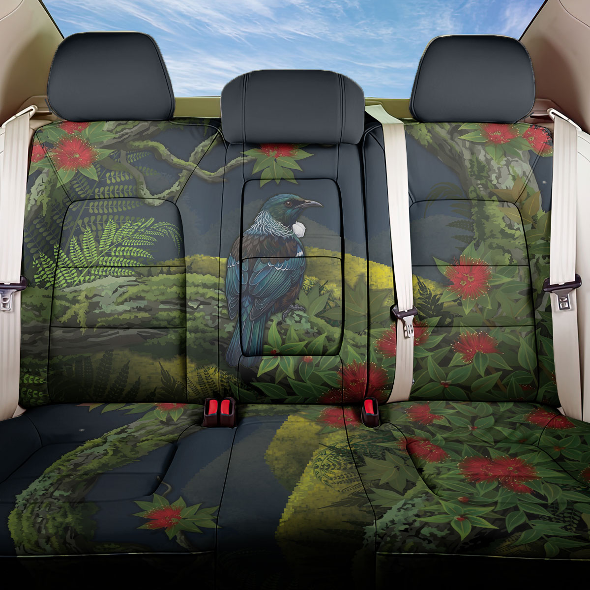 Rongoa Maori New Zealand Rata Back Car Seat Cover NZ Tui Bird Forest Vibes