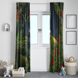 Rongoa Maori New Zealand Rata Window Curtain NZ Tui Bird Forest Vibes