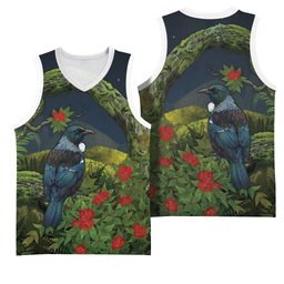 Rongoa Maori New Zealand Rata Basketball Jersey NZ Tui Bird Forest Vibes