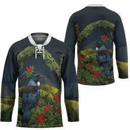 Rongoa Maori New Zealand Rata Hockey Jersey NZ Tui Bird Forest Vibes