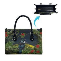 Rongoa Maori New Zealand Rata Leather Bag NZ Tui Bird Forest Vibes
