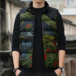 Rongoa Maori New Zealand Rata Sleeveless Puffer Jacket NZ Tui Bird Forest Vibes