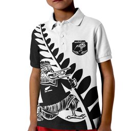 Custom Aotearoa Rugby League Kid Polo Shirt Kiwi Haka and Fern - Sporty Style
